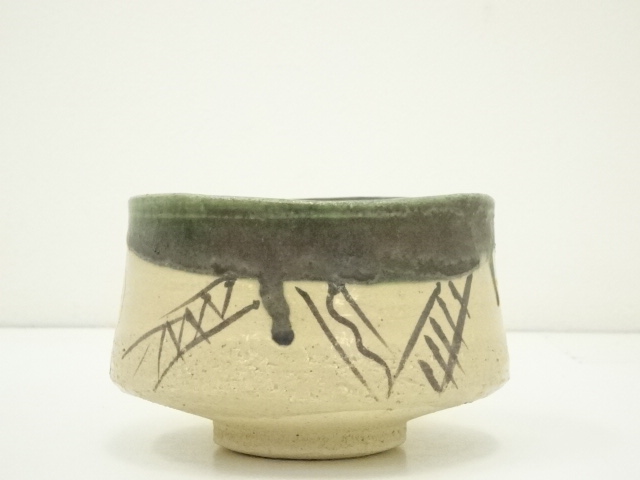 時代物 織部焼 茶碗 鉢 器 茶道具 ☆ヴィンテージ 骨董 古道具 道具 ] - 道具 榛竹庵造 織部茶碗（共箱） | ネットショップ圭 netshop